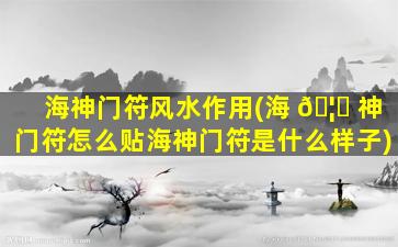 海神门符风水作用(海 🦆 神门符怎么贴海神门符是什么样子)